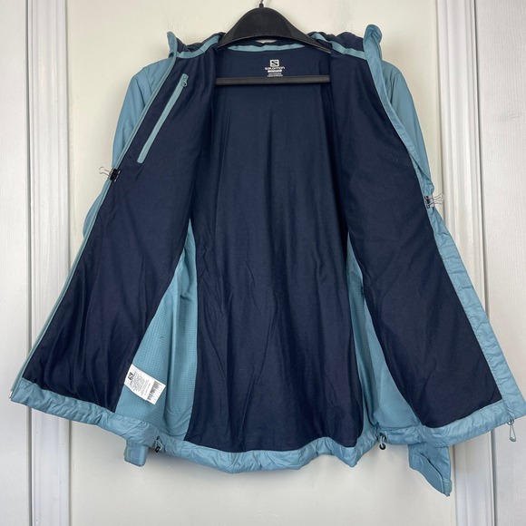 NEW Salomon Nova Hoodie Quilted Jacket Womens M‎ Full Zip Activewear Smoke Blue - Picture 3 of 13